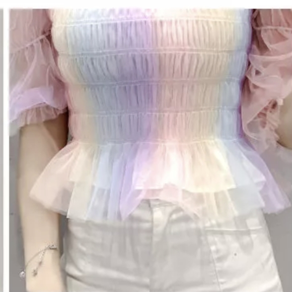 NWT WINTER RAINBOW STREET FASHION ROMANTIC DATE NIGHT MESH TOP SIZE: SMALL-LARGE - Picture 10 of 11